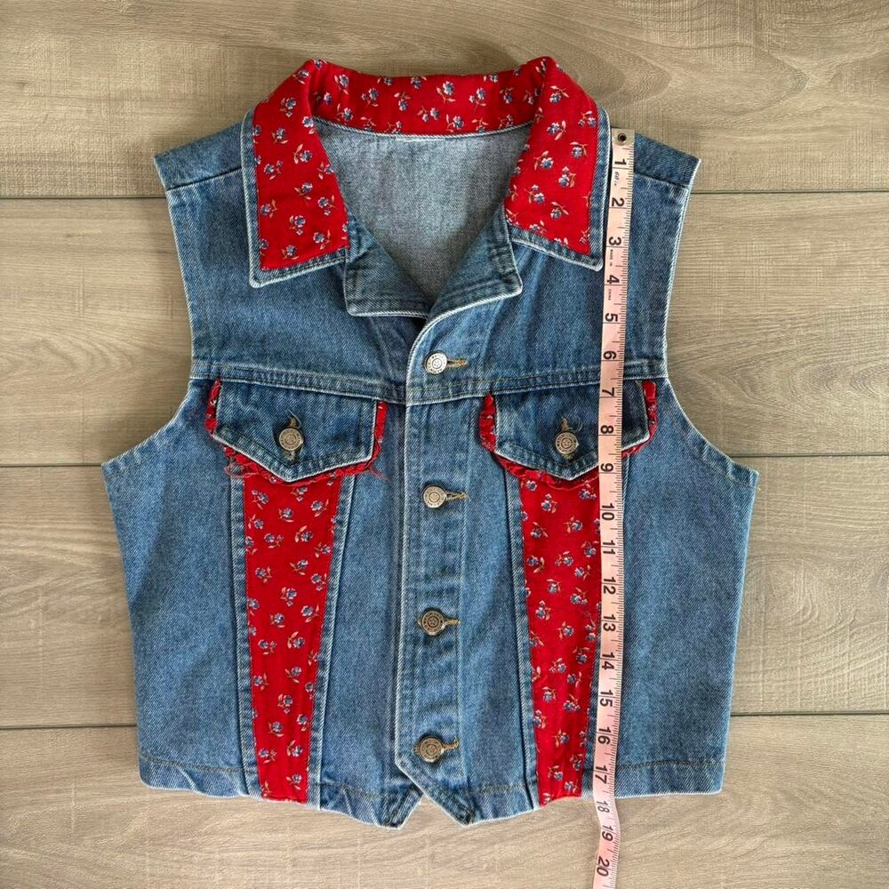 Vintage 80s90s denim red floral - Picture 4 of 5